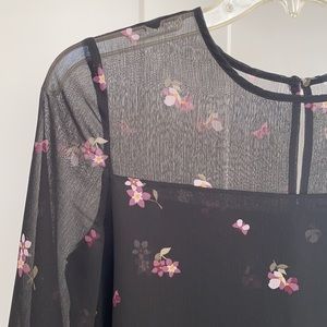 Sheer Floral Layered Blouse